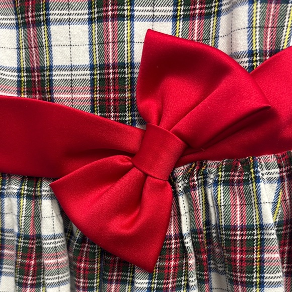 Bonnie Jean Girls 3T Red Bow Sash Plaid Gathered Ruffled Zip Back Dress, EUC - Picture 4 of 8